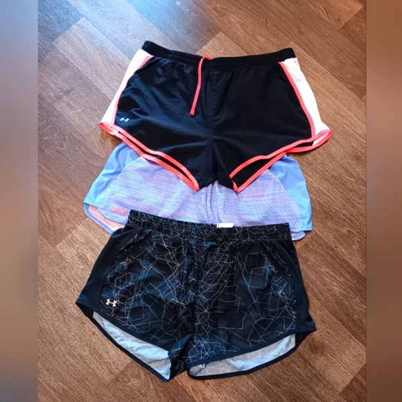 Under Armour  Shorts Trio - Black, Purple, and Black with Pink Trim  2 XL 1 L - Picture 1 of 4
